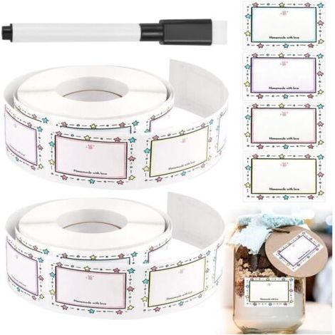 Pair Lot de 500 étiquettes autocollantes pour confitures, étiquettes de conservation, autocollants pour pots de confiture, étiquettes amovibles pour étiquetage de confitures, 50 x 30 mm, étiquettes ad (1/5)