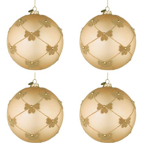 PALLINA CHAMPAGNE CON FIOCCHI BIZZOTTO FLOCK VETRO D10