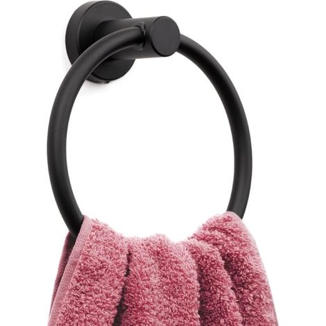 Matte black towel ring, modern towel holder for bathroom wall, SUS304 stainless steel MUMU (1/4)