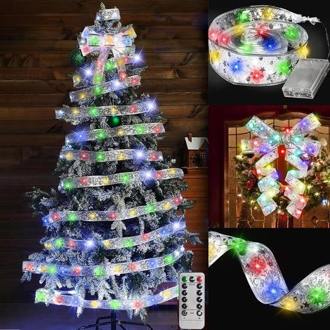 1 rouleau de fil argenté 5M 50 LED ruban lumineux pour sapin de Noël, guirlandes lumineuses, ruban lumineux de Noël intérieur/extérieur (1/5)