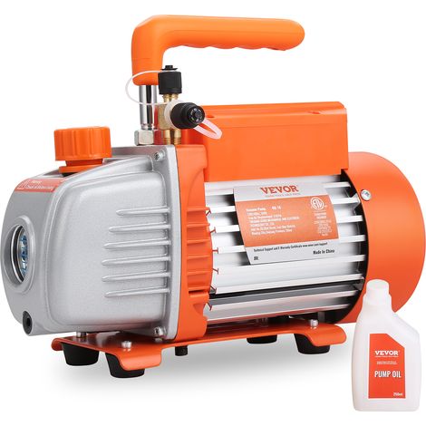 VEVOR Refrigeración Aire Acondicionado Bomba de vacío 150 W Bomba de una etapa 100 L/min 220-240 V Macho SAE Entrada 0,64 cm 0,95 cm para Automoción HVAC Reparación Refrigeración Mantenimiento