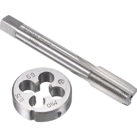 Taraud - Filière M10 x 0,75 mm - Acier Rapide HSS - Matrice Alliage Acier - Pour Perceuse Machine CNC Fraiseuse - Lot de 2 (1/4)