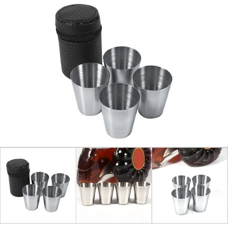 Tasse à café et mug à bière en acier inoxydable portable 30ml, idéal pour les voyages (lot de 4) (1/5)