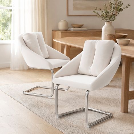 MEUBLIV Sedia da pranzo 65x59x82 cm beige con cuscino, set da 2, struttura in metallo (1/4)