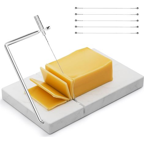 Planche à Découper en Marbre et Fromage avec 5 Fils de Coupe en Acier Inoxydable 8 x 5 Pouces pour Blocs de Fromage et de Beurre (1/5)