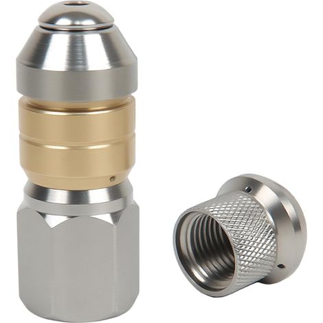 Lot de 2 Buses de Nettoyage pour Canalisation en Acier Inoxydable 1x Rigide + 1x Rotative Entrée 1/8" Buses de Nettoyeur Haute Pression pour Tuyaux Kärcher (1/5)