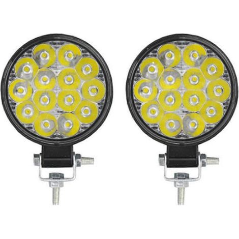 Lote de 2 luces LED redondas con 3,4 pulgadas (8,6 cm) de diámetro, 42 W, para coche y moto. (1/5)