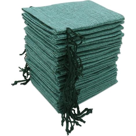 émeraude foncé Lot de 30 Sachets en Toile Aspect Jute 10x15cm investissement (1/5)