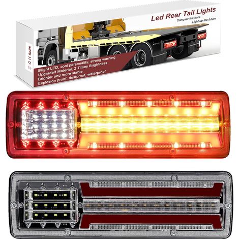 Led Feux Arrière de Remorque, Feu Stop Clignotants Inversés pour Camion Remorque Caravane Tracteur,2PCS (Modèle I) (1/5)