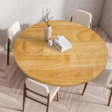 Abwaschbare Tischdecke Rund 150cm, Wasserdicht, Elastisch, Holzmaserung