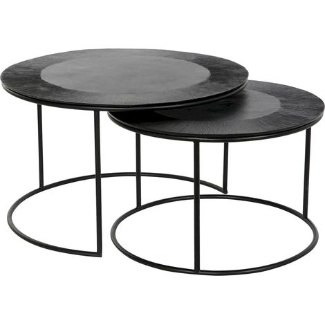 Table gigogne élégance en métal noir pour intérieur - Noir métal texturé (1/4)