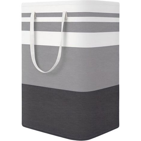 1 cesta de ropa grande，impermeable，cesta de ropa plegable y alta，con asa extensible，juguetes de dormitorio y hogar，Rayas gris-marrón，403060cm (1/5)