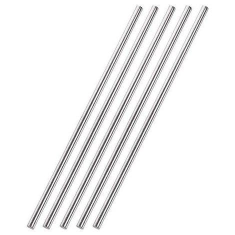 Barres rondes inox - Lot de 5 pièces - Diamètre 5 mm - Longueur 300 mm - Acier inoxydable 304 - Argent - Surface lisse (1/4)