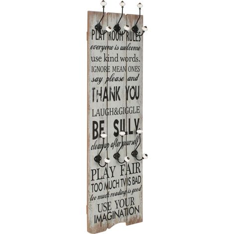 Appendiabiti da parete con 6 ganci mobile ingresso 120 x 40 cm GRAZIE DEC024195