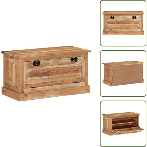 Schuhbank 85x40x45 cm Massivholz Akazie - Holzschuhausstattung - Sitzbank Mit Stauraum - Akzidenzholzmöbel - Vintage Schuhablage - Wohnzimmer Dekoration
