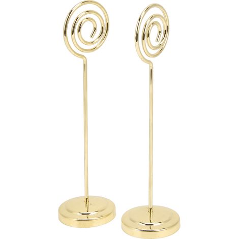 Lot de 2 Porte-Numéro de Table Rond Métal Stable Design Semi-Circulaire Convexe Technologie Électrolytique Support Photo Doré (1/5)