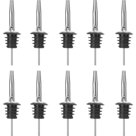 Set mit 10 Flaschenverschlüssen, Ausgießern und Spendern aus Edelstahl 304 für alkoholische Getränke, Küchen- und Barzubehör. (1/5)