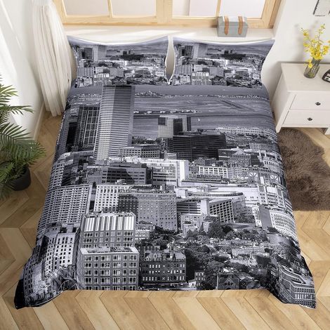 Cityscape Parure de Lit 140x200cm Ensembles de paysages européens historiques de Housse de Couette City Building Housse de Couette Room Decor Collection de literie de scène de ville célèbre 2Pcs - 140 (1/5)