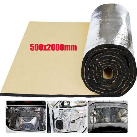 500x2000mm Tapis de voiture isolant 6 mm, isolation thermique et sonore, modération du bruit acoustique du moteur, imperméable, protection contre chaleur et humidité (1/4)