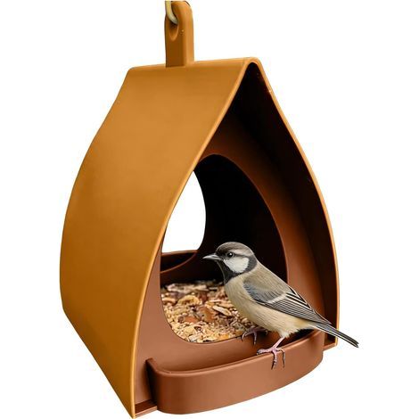 Mangeoire à Oiseaux pour Extérieur, Mangeoire Suspendue, Maison Pluie d'extérieur pour Oiseau et écureuils, Toit Résistant À La Pluie Oiseaux Sauvages Station pour Jardin (Jaune) (1/5)