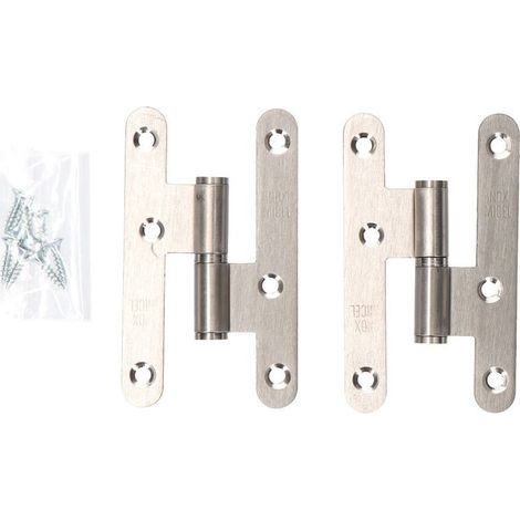 Pernio, sin remate, modelo pn07, derecha, de acero con acabado en inox, 100 x 58 mm, 2 uds, blister (1/3)