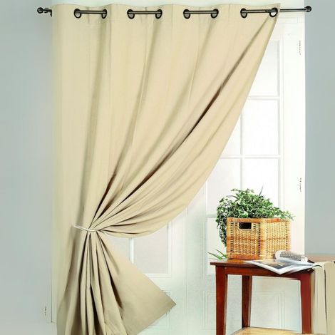 Rideau 100% Occultant Ignifugé M1 Non Feu Ecru 140x260 cm (1/2)