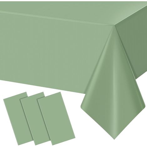 Confezione da 3 tovaglie di plastica verde salvia, rettangolari, usa e getta, impermeabili, per compleanni, matrimoni, baby shower, 54" x 108" (1/4)