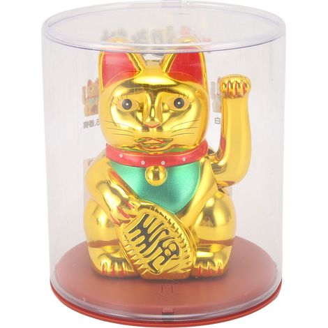 Chat Solaire Porte-Bonheur 4in avec Bras Mouvant - Chat Feng Shui Énergie Solaire - Décoration Maison Dorée MLY23056 (1/5)