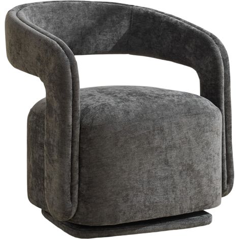 Poltrona girevole 360° a botte in ciniglia grigio scuro (1/5)