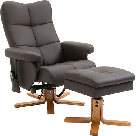 Fauteuil de massage inclinable IRUK chocolat et bois (1/5)