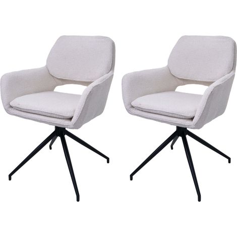 Lot de 2 chaises de salle à manger HWC-N74, chaise de cuisine, pivotante Auto-Return, tissu bouclé (540g/m²) Oeko-Tex (1/2)