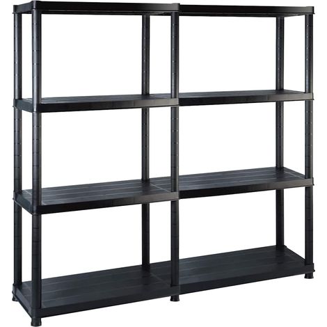 Étagère de rangement à 4 niveaux Étagère Charge Lourde - Étagère de stockage Noir 122x30,5x130 cm Plastique BV216564 - BonneVie (1/5)