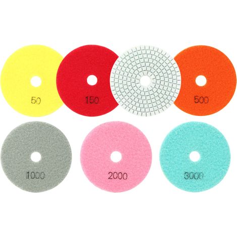 Lot de 7 disques de polissage en résine effet marbre, à poncer délicatement pour pierre, céramique et verre, diamètre 100 mm