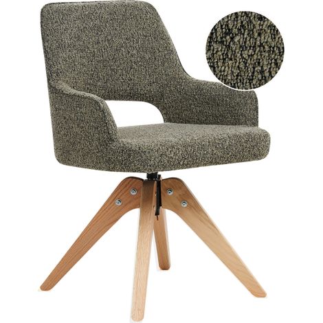 Silla de comedor giratoria respaldo curvo de bouclé verde Moravia