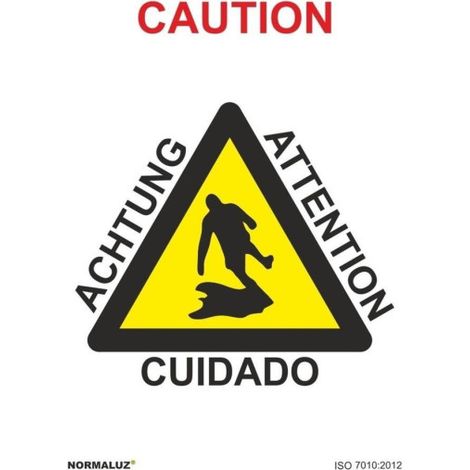 Señal de advertencia Caution, Cuidado, Achtung, Attention SEKURECO 600 x 800 mm PVC 3 mm