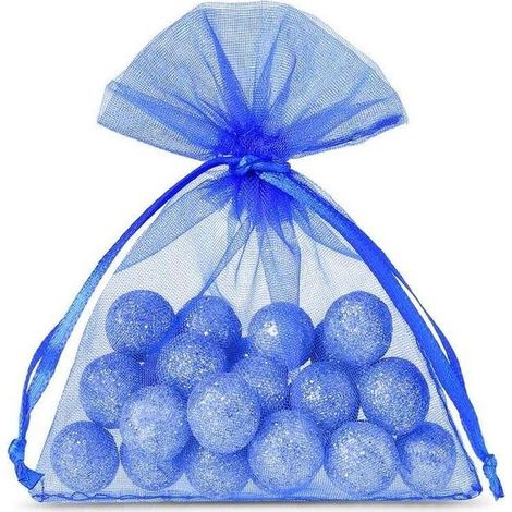 Lot de 50 sachets en organza - 7 x 9 cm - Bleus - Pour cadeaux, bonbons, parfum - Emballage mariage (1/5)