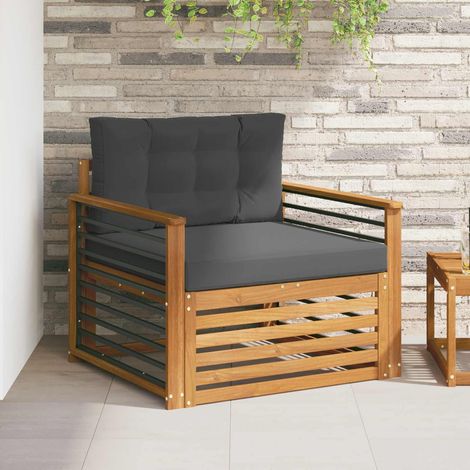 Outdoor-Sofagarnitur Massives Akazienholz und Polyester Natur