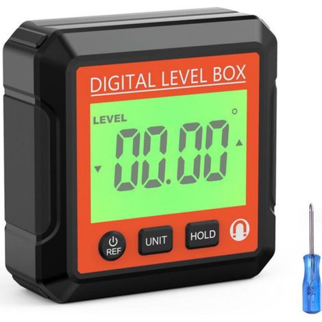 Rapporteur Électronique - Inclinomètre Numérique - Base Magnétique - Précision ±0,1° - LCD - 57 x 57 x 25 mm - 1 Pièce (1/4)
