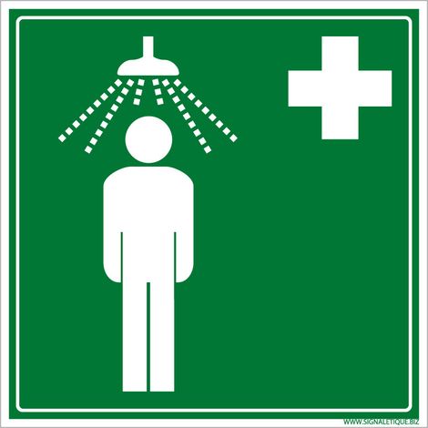 Panneau de signalisation douche de sécurité ISO 7010 - Évacuation et secours - Adhésif 125x125 mm (1/5)