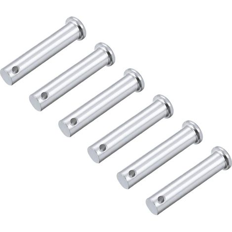 Trou Unique Chape Broches 10mm x 50mm Tête Plate Tête Zingage Solide Acier Axe Charnière 6Pcs (1/3)