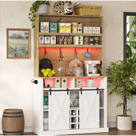 Meuble rangement 110 cm avec vitrine, MDF HAVRYA (1/5)