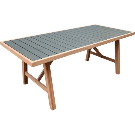 sweeek - Gartentisch aus Akazienholz und Aluminium für 8 Personen