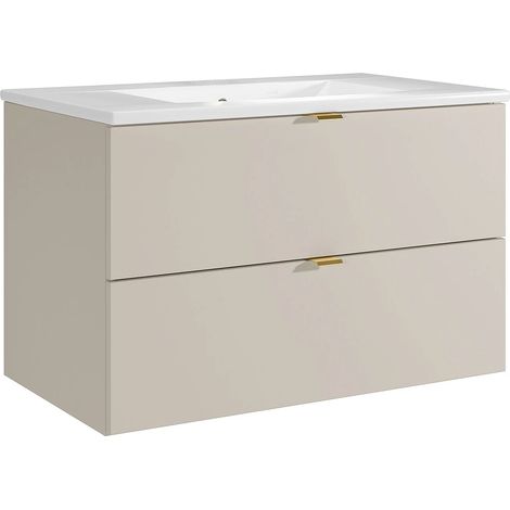 Mobile bagno sospeso con lavabo da incasso Beige 80 cm - LAVENA