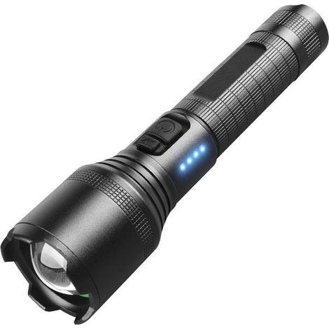 Torche LED rechargeable XHP50, torche tactique super lumineuse Zoom en alliage d'aluminium Zoom torche étanche avec affichage de puissance pour le camping (batterie non incluse)