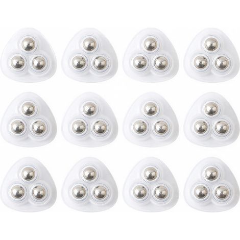 Lot de 16 mini roulettes adhésives, pivotantes à 360°, 3 rouleaux à billes en acier pour poubelles, organiseurs, poubelles, transparent (1/5)