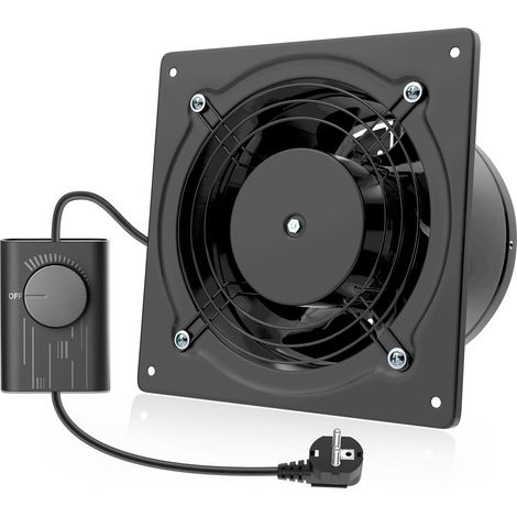 Extracteur Métal Industriel 150mm Rég Vitesse 525 m³/h Anti-retour Câble d’alimentation 2,5 m avec prise UE Ventilation pour Cuisine, Garage, Atelier, Grenier, Débarras (1/5)