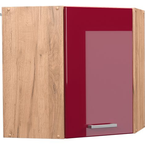 Mobile angolare da cucina R-Line, Rosso bordeaux lucido, 57 cm, Vicco