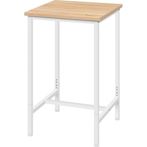 WOLTU Tavolo da Bar Quadrato Alto Tavolino Bancone per Cucina in Metallo e Legno Rovere+bianco (1/8)