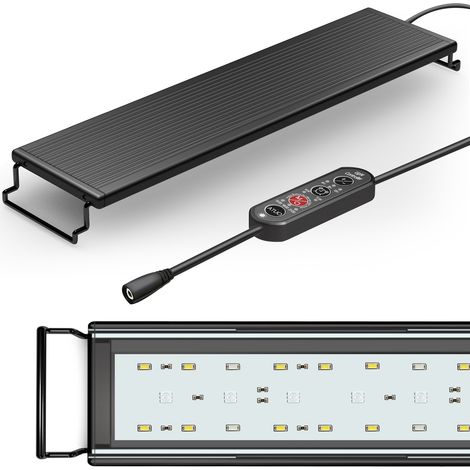 Ortviai Lampe LED pour aquarium 18 W – Modèle YY-702, spectre complet, minuterie programmable 4/8/12 h et éclairage solaire automatique