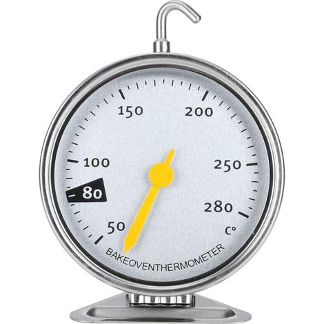 Thermomètre de four à grand cadran en acier inoxydable avec crochet, thermomètre de cuisson pour cuisinière de cuisine 50-280 ℃ (1/5)